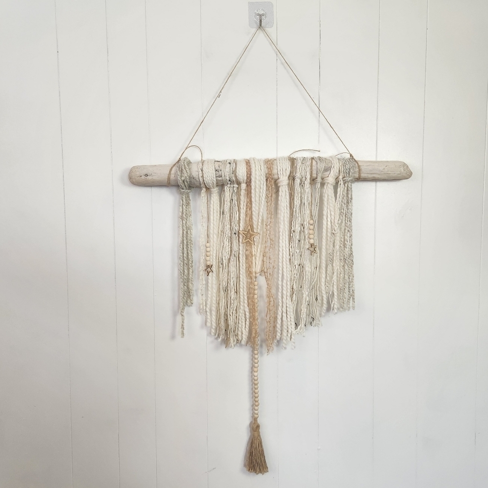 Boho Yarn Driftwood Wall Hanging Hand Woven Abstract Tapestry Bohemian Decor